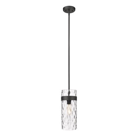 Z-Lite Fontaine 1 Light Pendant, Matte Black & Clear 3035P6-MB
